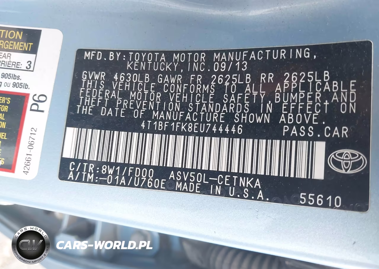 2014 Toyota Camry Le VIN:4T1BF1FK8EU744446 - 9