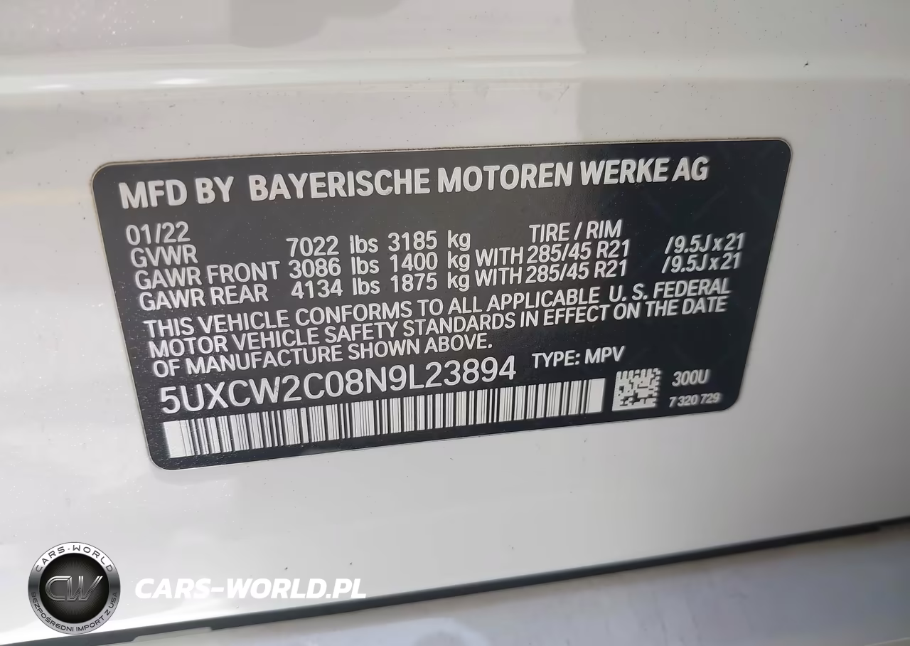 2022 BMW X7 xDrive40I VIN:5UXCW2C08N9L23894 - 9