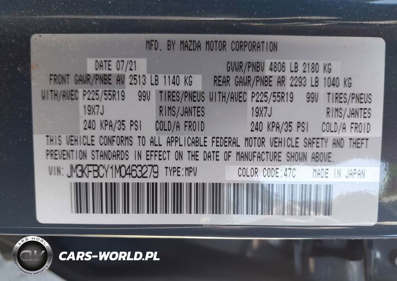 2021 Mazda Cx-5 Carbon Edition Turbo VIN:JM3KFBCY1M0463279 - 9