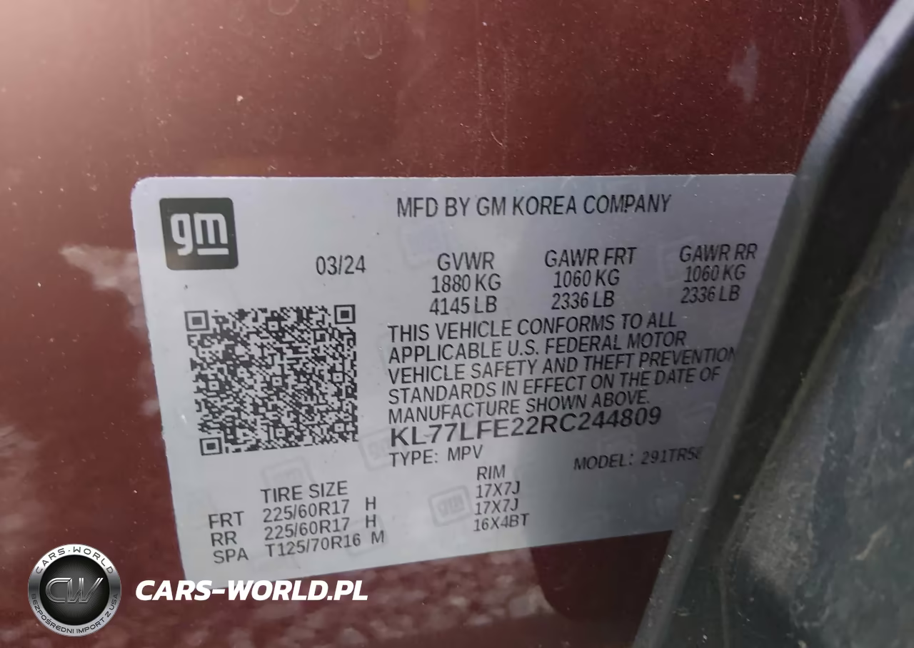 2024 Chevrolet Trax Fwd Sp VIN:KL77LFE22RC244809 - 9