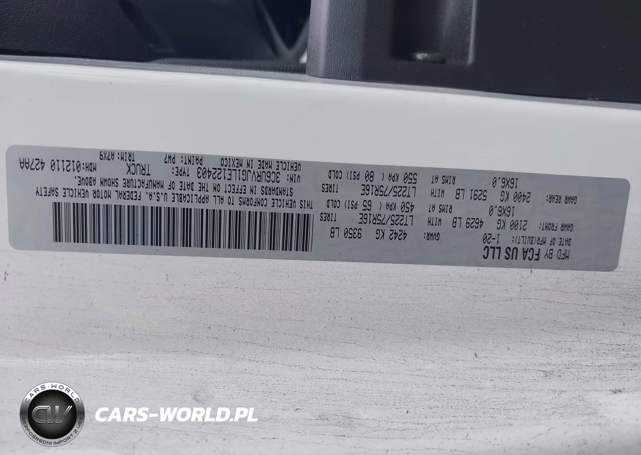 2020 Ram Promaster 3500 Cargo Van High Roof 159 Wb Ext VIN:3C6URVJG1LE122403 - 9