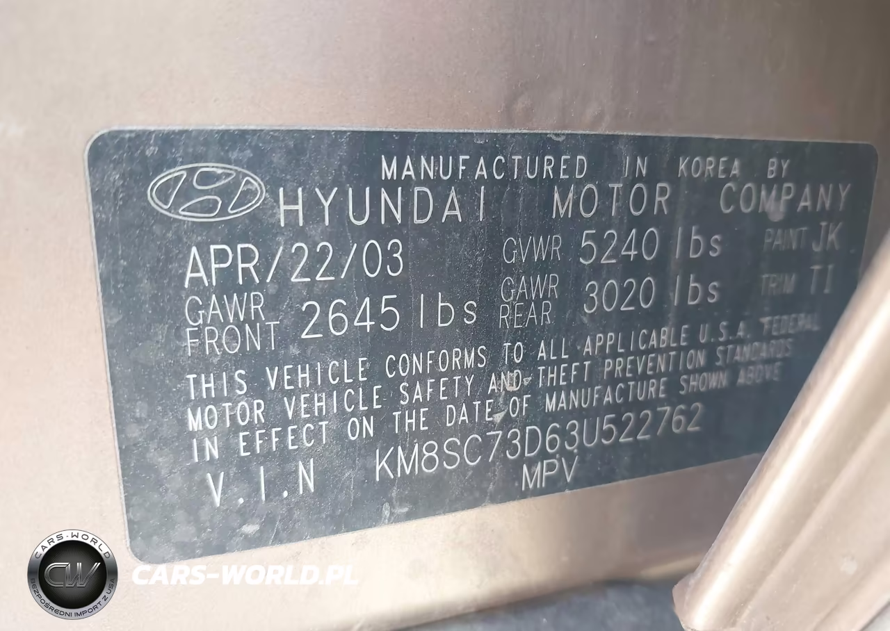 2003 Hyundai Santa Fe Gls-Lx VIN:KM8SC73D63U522762 - 9