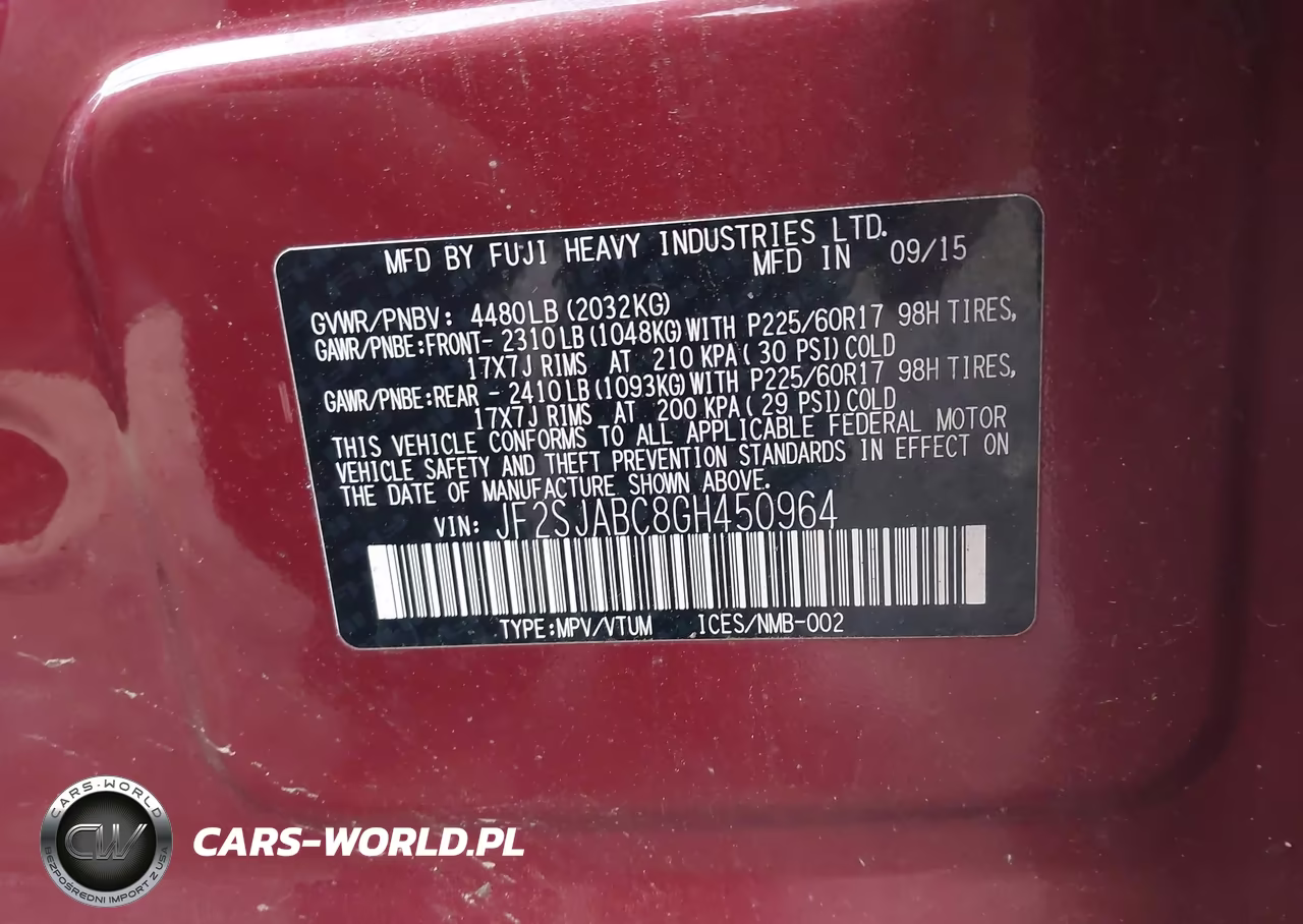 2016 Subaru Forester 2.5I VIN:JF2SJABC8GH450964 - 9
