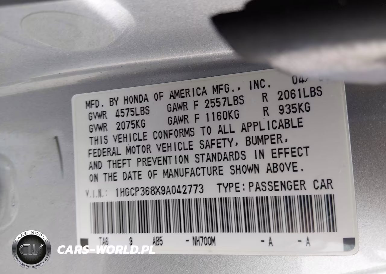 2009 Honda Accord 3.5 Ex-L VIN:1HGCP368X9A042773 - 9