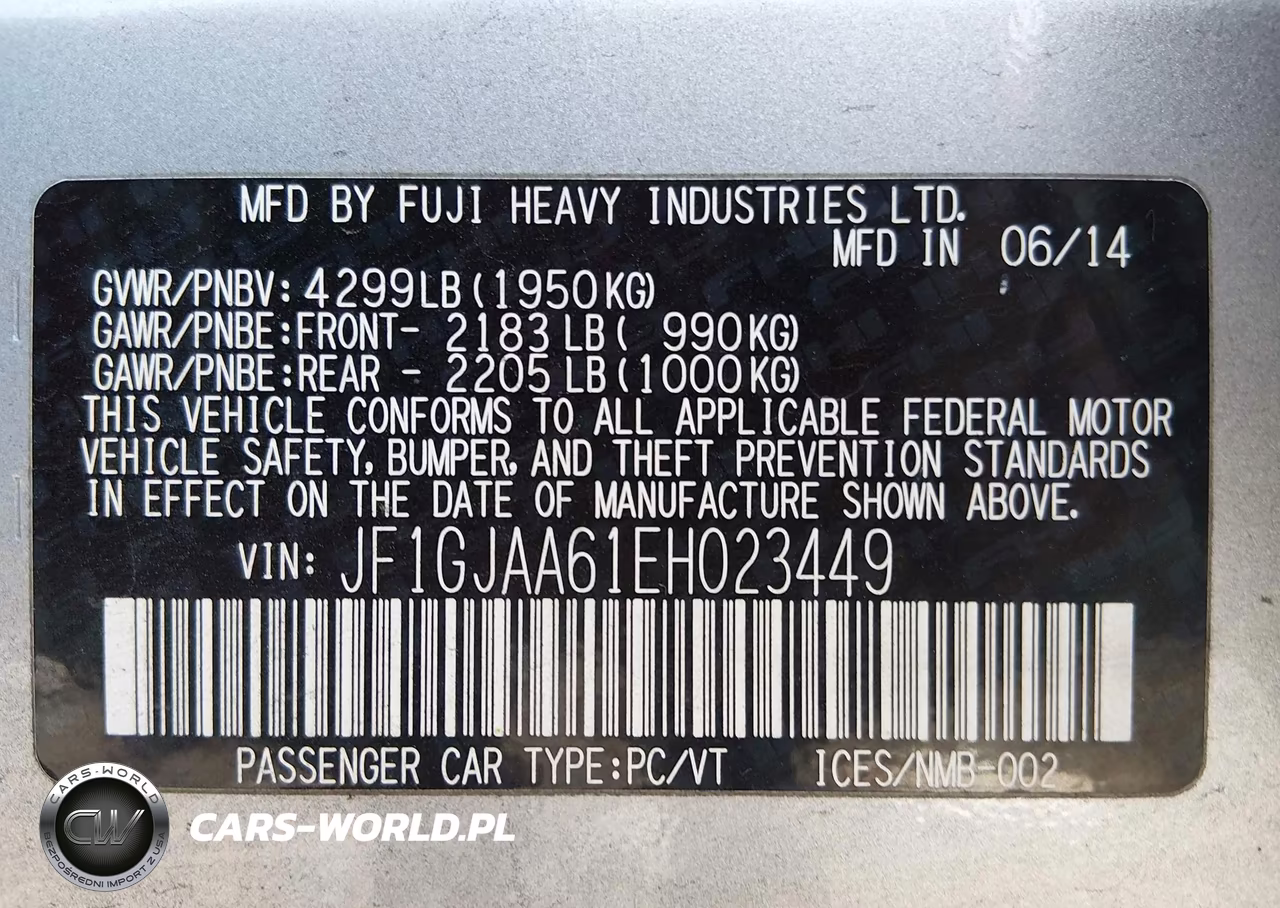 2014 Subaru Impreza 2.0I VIN:JF1GJAA61EH023449 - 9