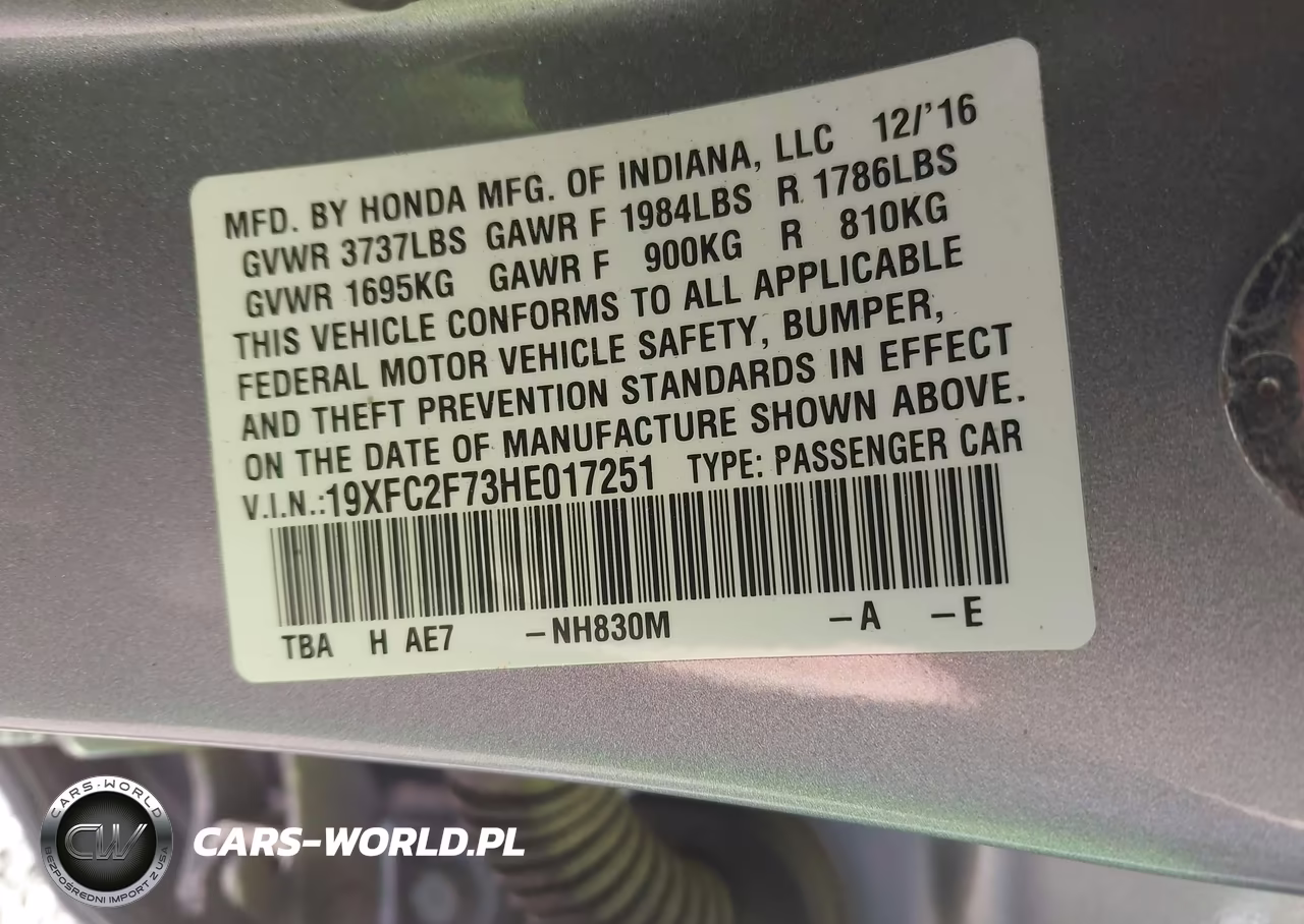 2017 Honda Civic Ex VIN:19XFC2F73HE017251 - 9