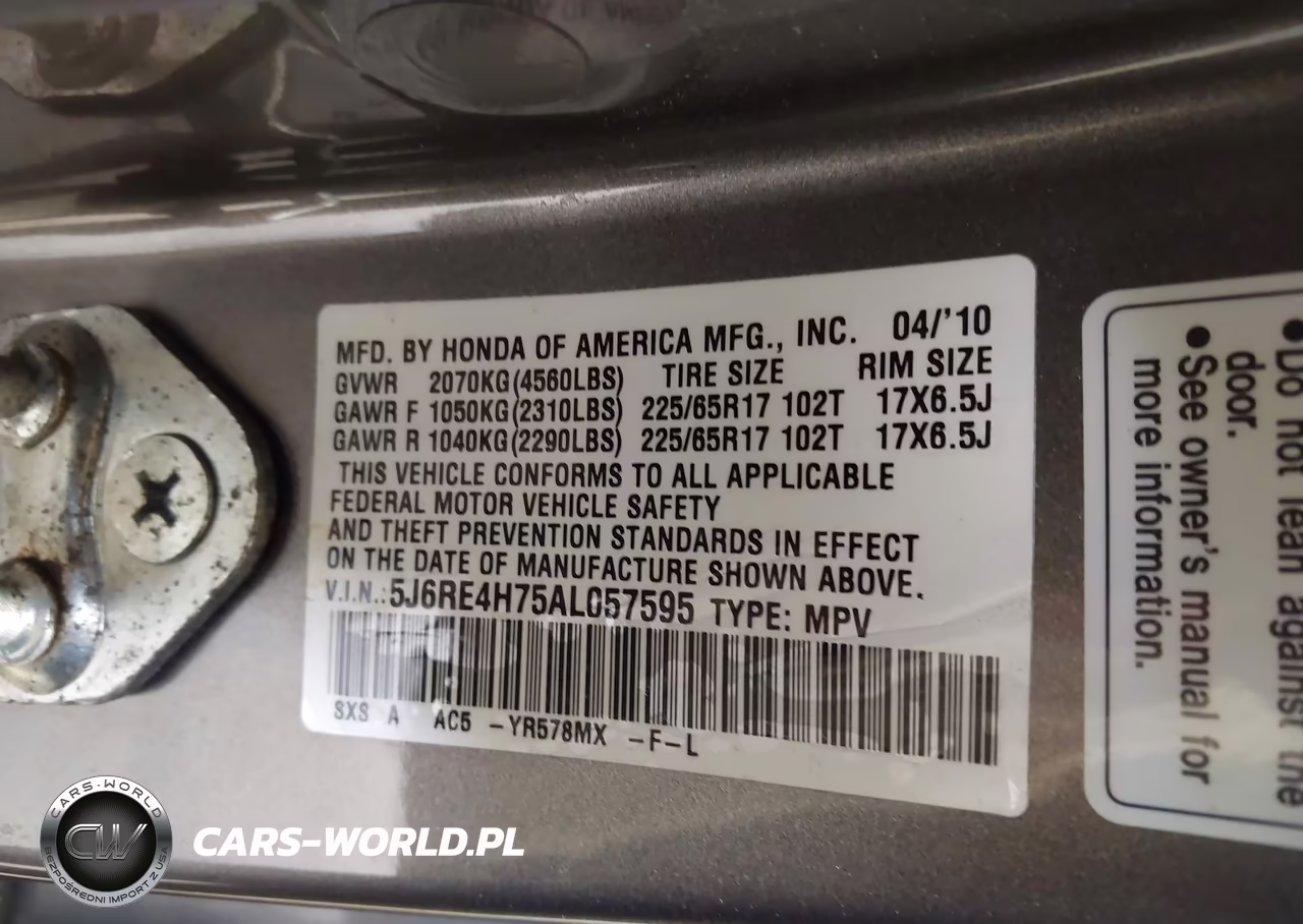 2010 Honda Cr-V Ex-L VIN:5J6RE4H75AL057595 - 9