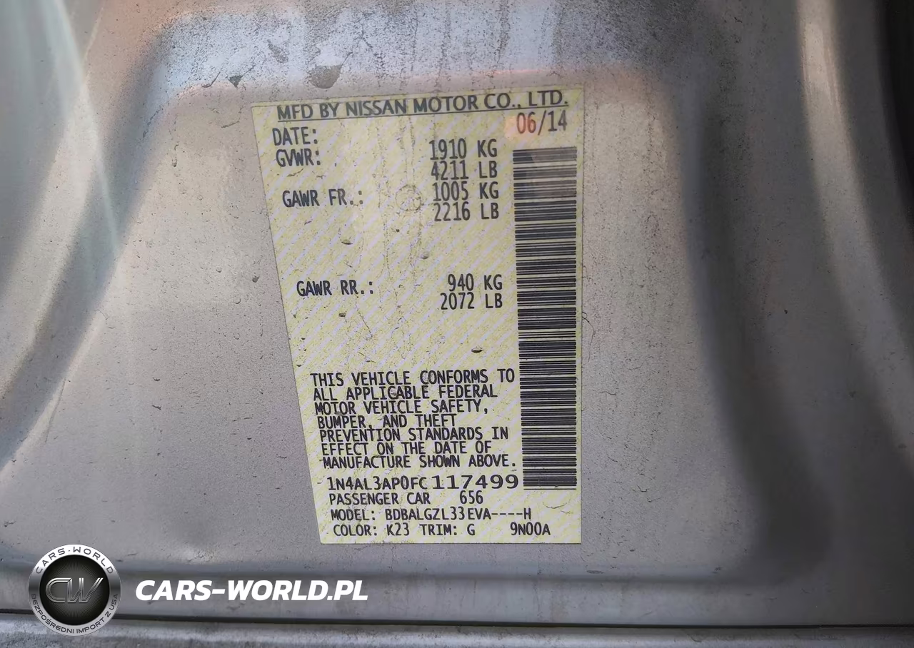 2015 Nissan Altima 2.5 S VIN:1N4AL3AP0FC117499 - 9