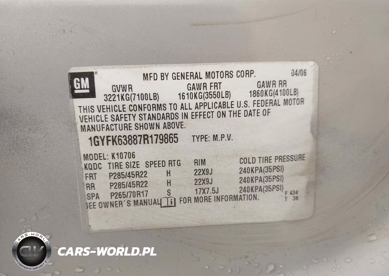 2007 Cadillac Escalade Standard VIN:1GYFK63887R179865 - 9