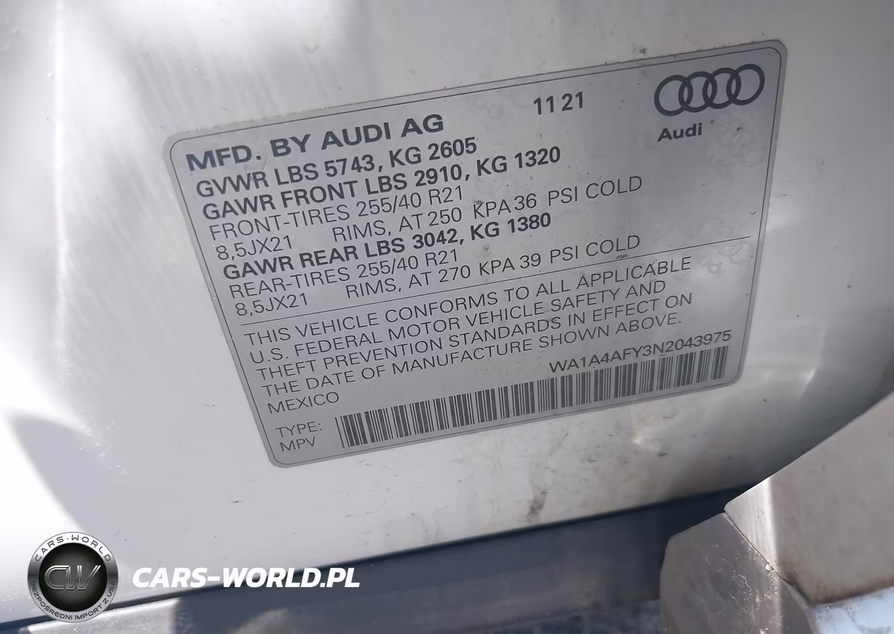 2022 Audi Sq5 Premium Tfsi Quattro Tiptronic VIN:WA1A4AFY3N2043975 - 9