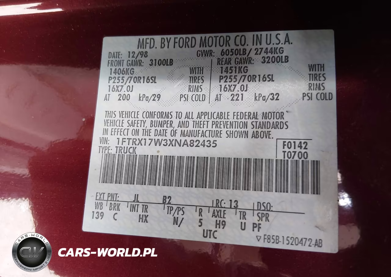 1999 Ford F-150 Lariat-Work Series-Xl-Xlt VIN:1FTRX17W3XNA82435 - 9