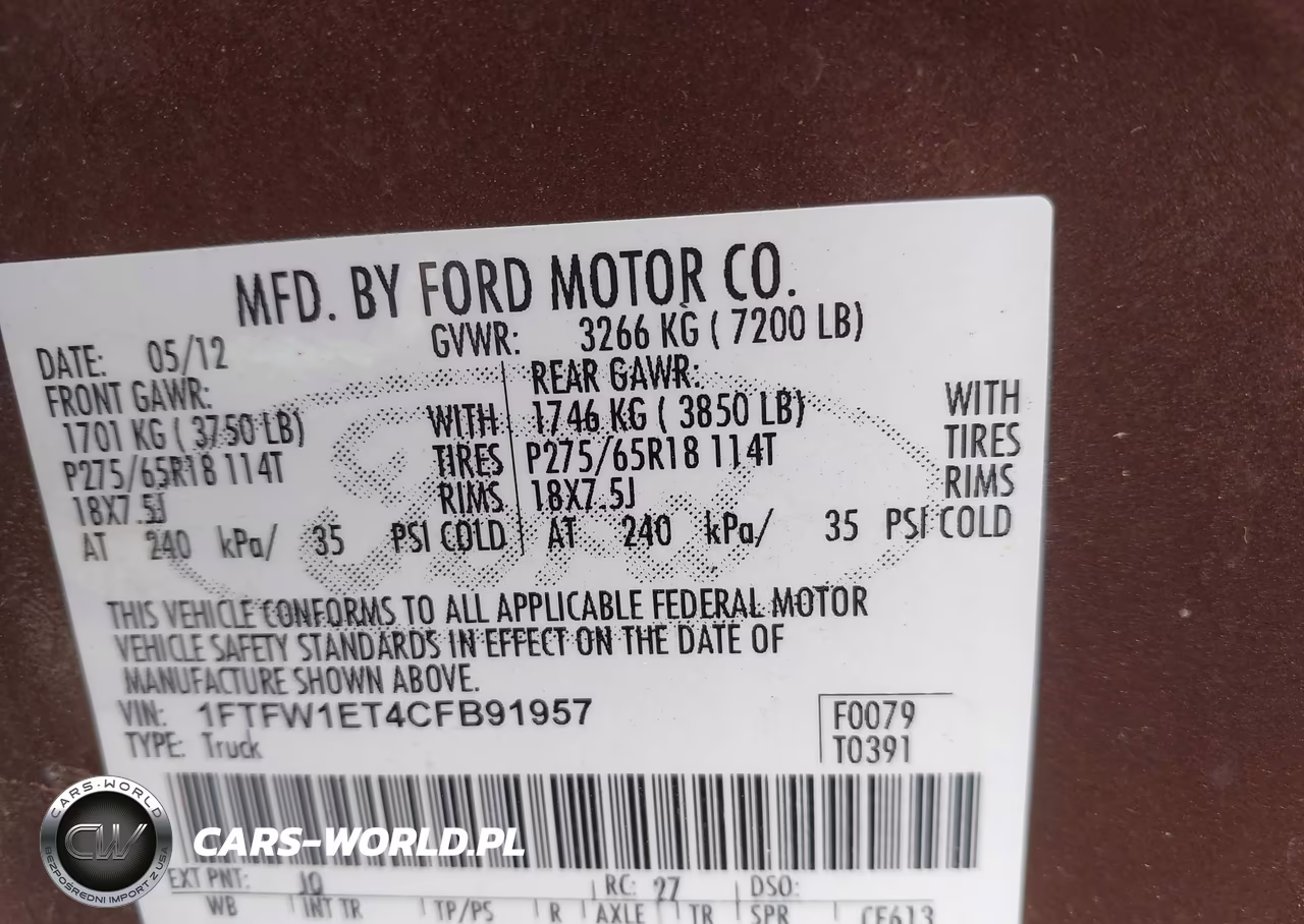2012 Ford F-150 Xlt VIN:1FTFW1ET4CFB91957 - 9