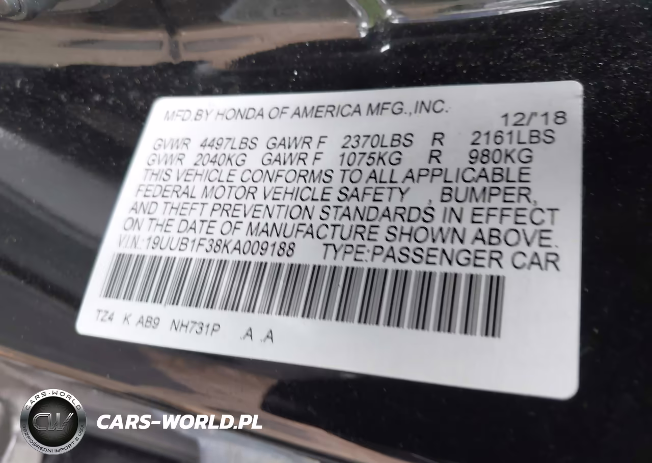 2019 Acura Tlx Standard VIN:19UUB1F38KA009188 - 9