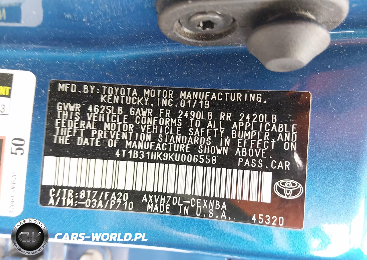 2019 Toyota Camry Hybrid Le VIN:4T1B31HK9KU006558 - 9