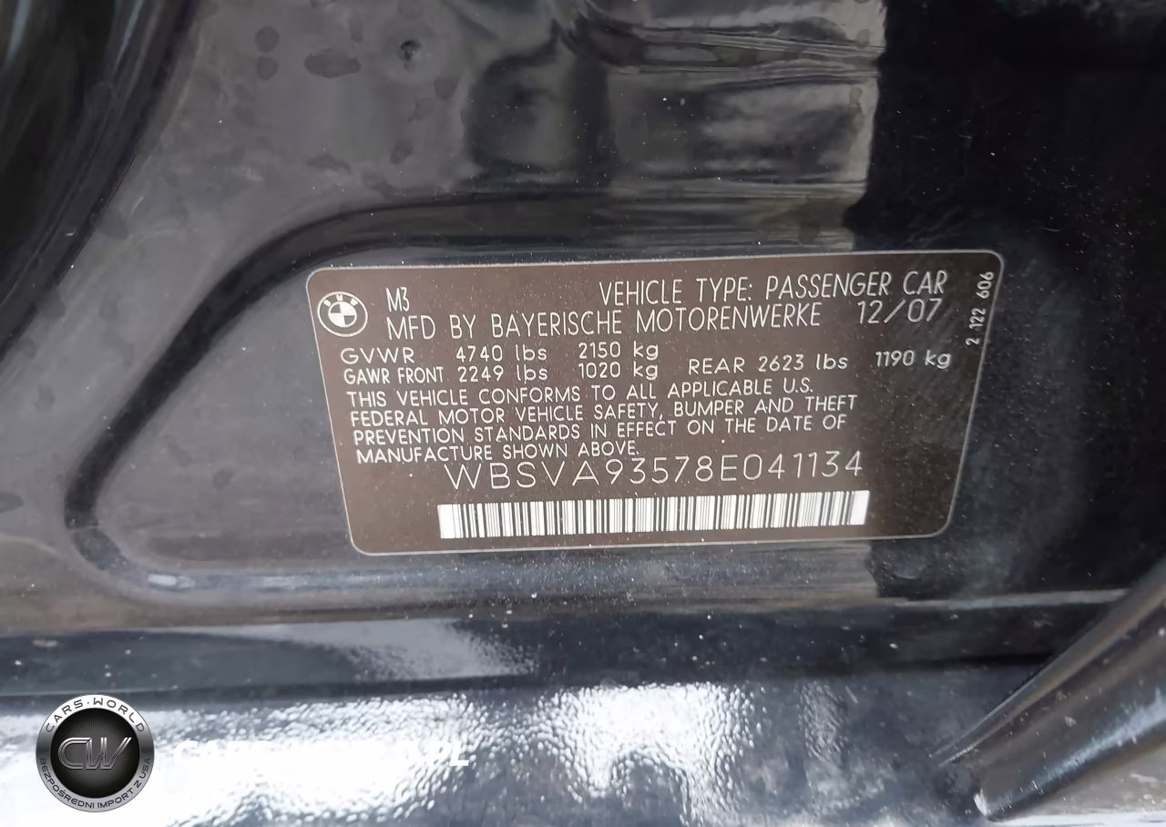 2008 BMW M3 VIN:WBSVA93578E041134 - 9