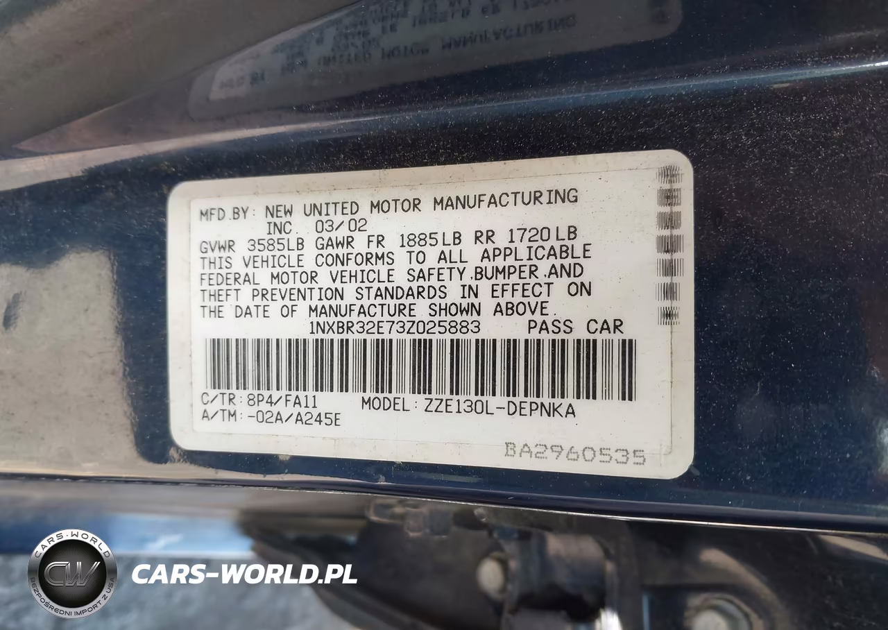 2003 Toyota Corolla Le VIN:1NXBR32E73Z025883 - 9