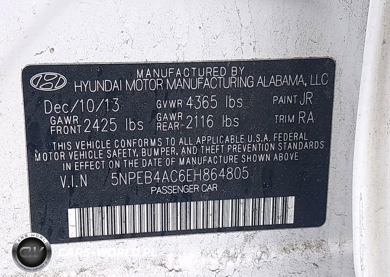 2014 Hyundai Sonata Gls VIN:5NPEB4AC6EH864805 - 9