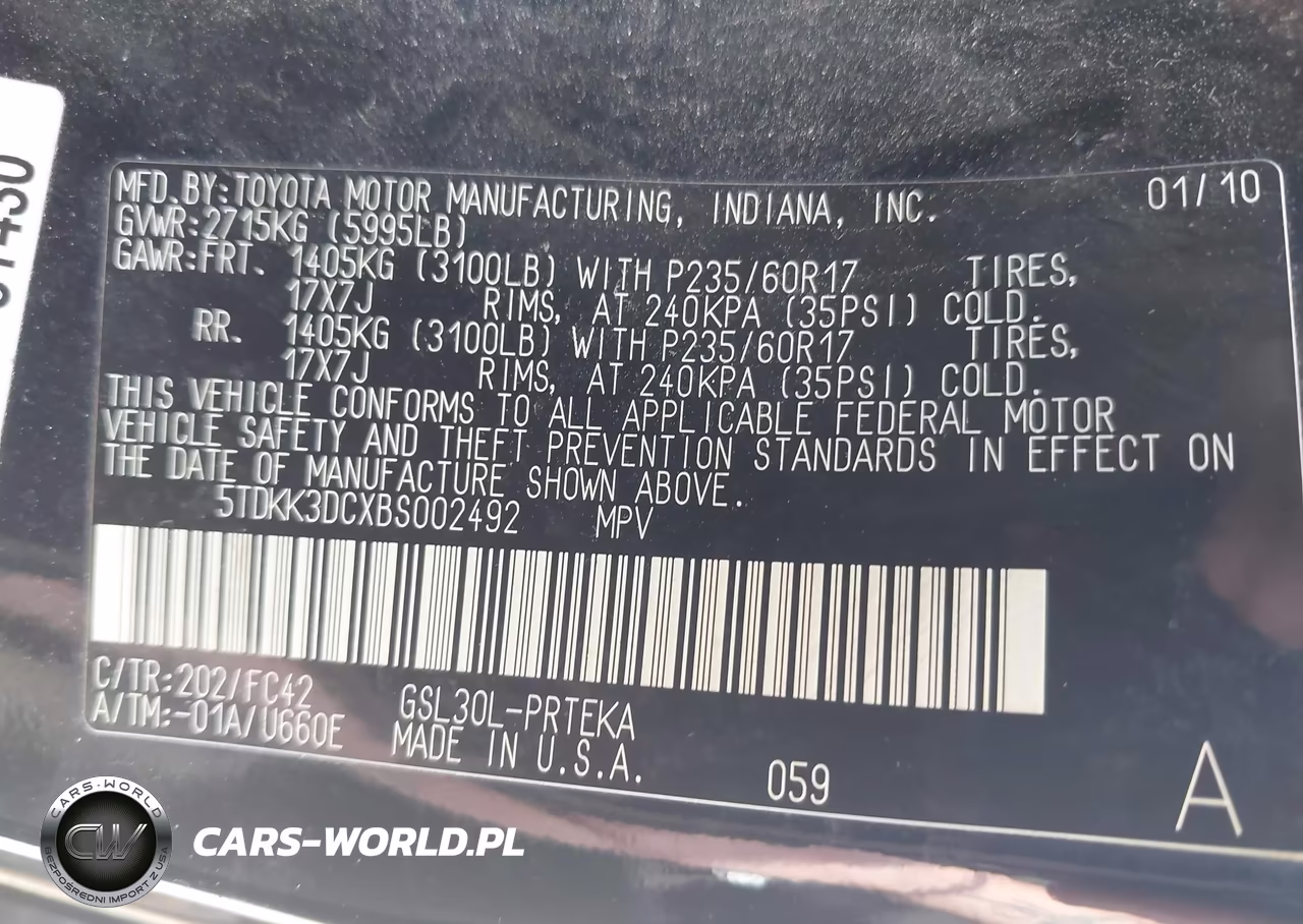 2011 Toyota Sienna Le V6 VIN:5TDKK3DCXBS002492 - 9