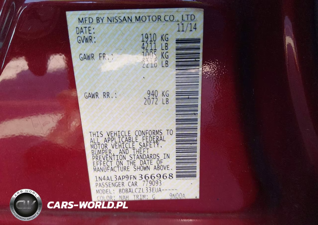 2015 Nissan Altima 2.5 S VIN:1N4AL3AP9FN366968 - 9