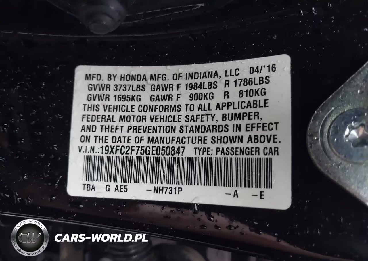 2016 Honda Civic Ex VIN:19XFC2F75GE050847 - 9