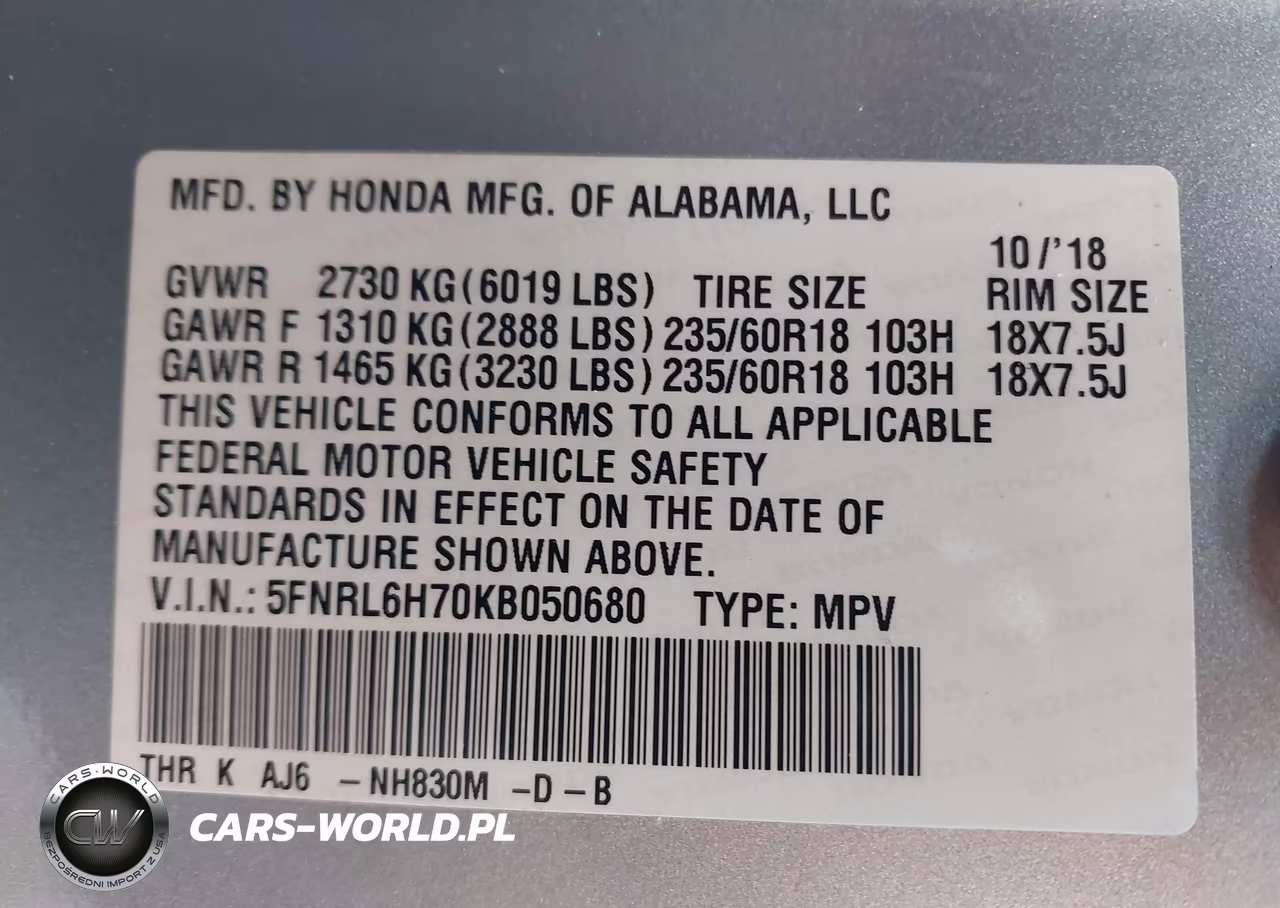 2019 Honda Odyssey Ex-L VIN:5FNRL6H70KB050680 - 9