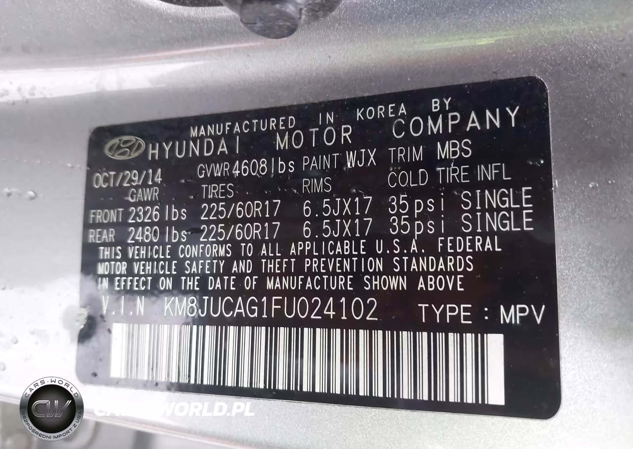 2015 Hyundai Tucson Se VIN:KM8JUCAG1FU024102 - 9