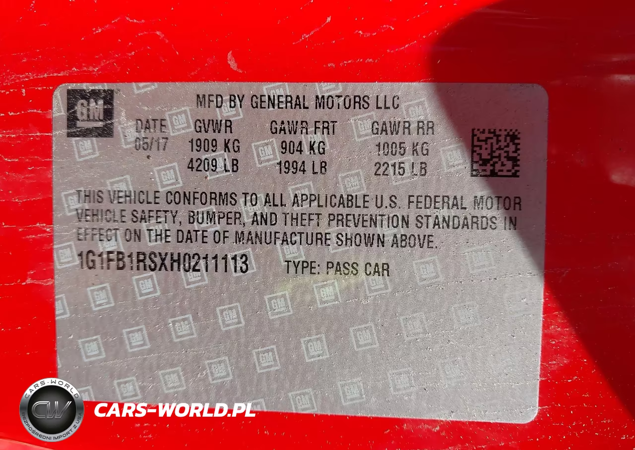 2017 Chevrolet Camaro 1Lt VIN:1G1FB1RSXH0211113 - 9