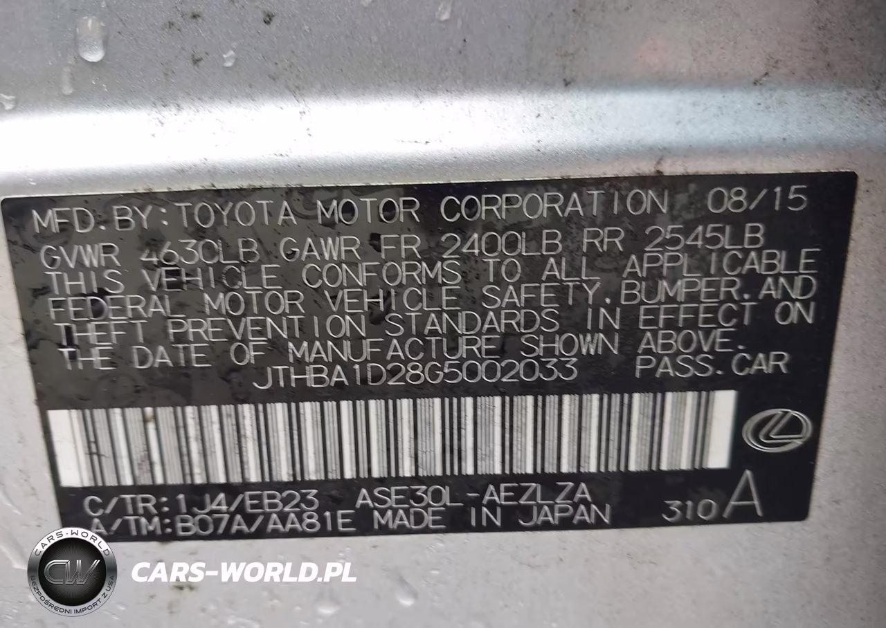 2016 Lexus Is 200T VIN:JTHBA1D28G5002033 - 9