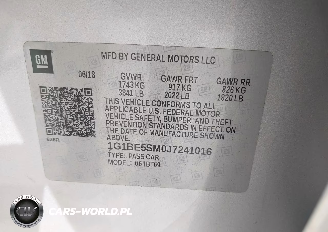 2018 Chevrolet Cruze Lt Auto VIN:1G1BE5SM0J7241016 - 9