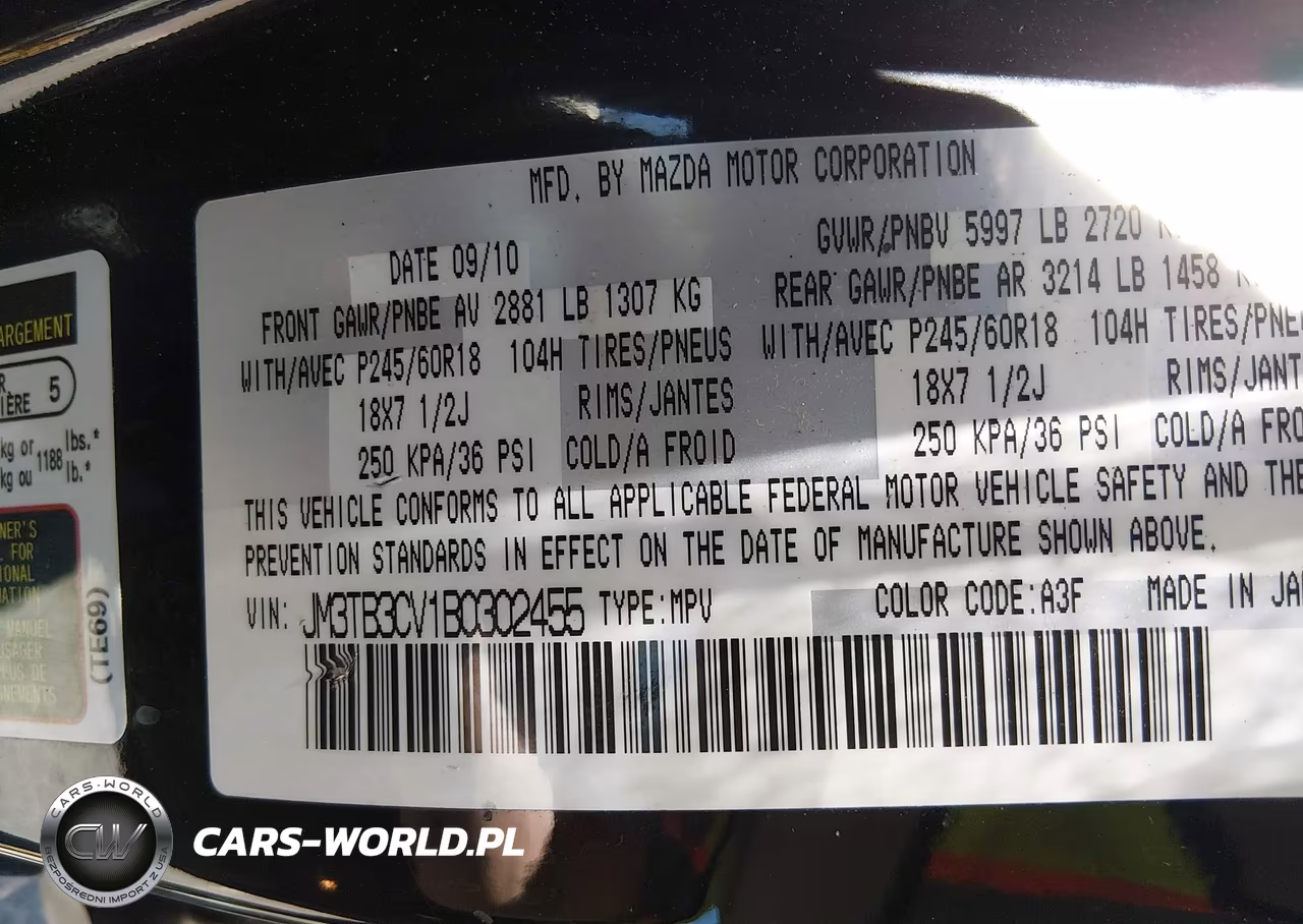 2011 Mazda Cx-9 Touring VIN:JM3TB3CV1B0302455 - 9