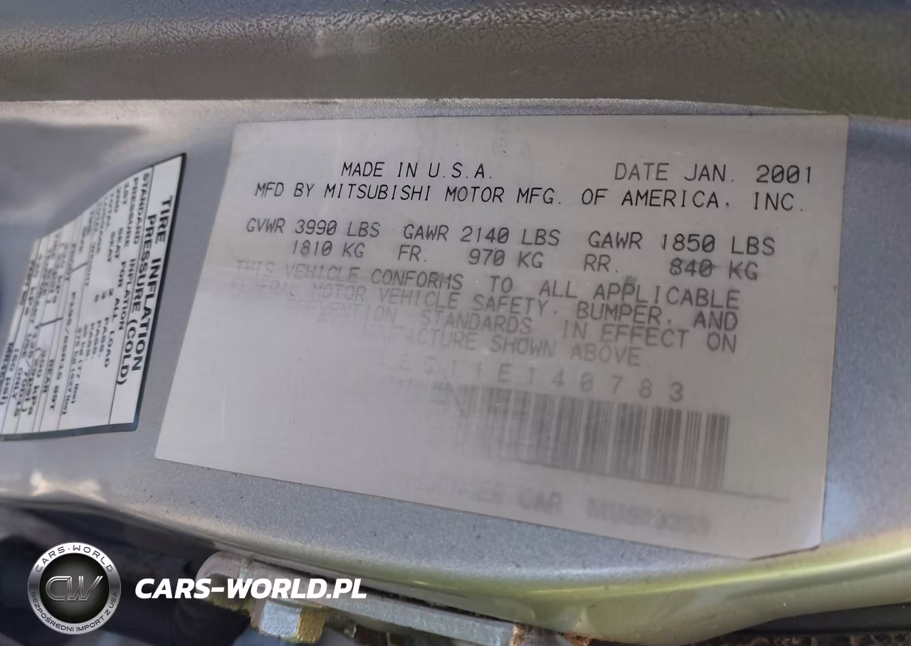 2001 Mitsubishi Galant Es VIN:4A3AA46G11E140783 - 9