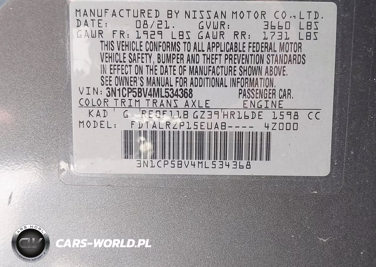 2021 Nissan Kicks S Xtronic Cvt VIN:3N1CP5BV4ML534368 - 9