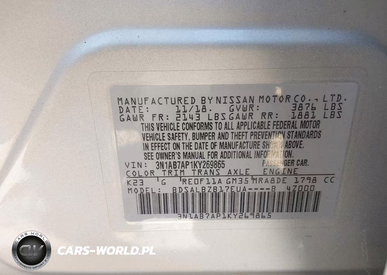 2019 Nissan Sentra S VIN:3N1AB7AP1KY269865 - 9