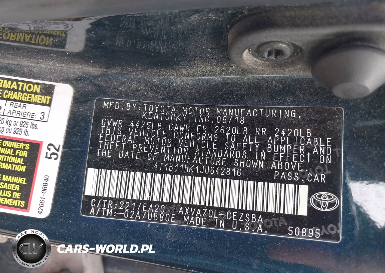 2018 Toyota Camry Se VIN:4T1B11HK1JU642816 - 9