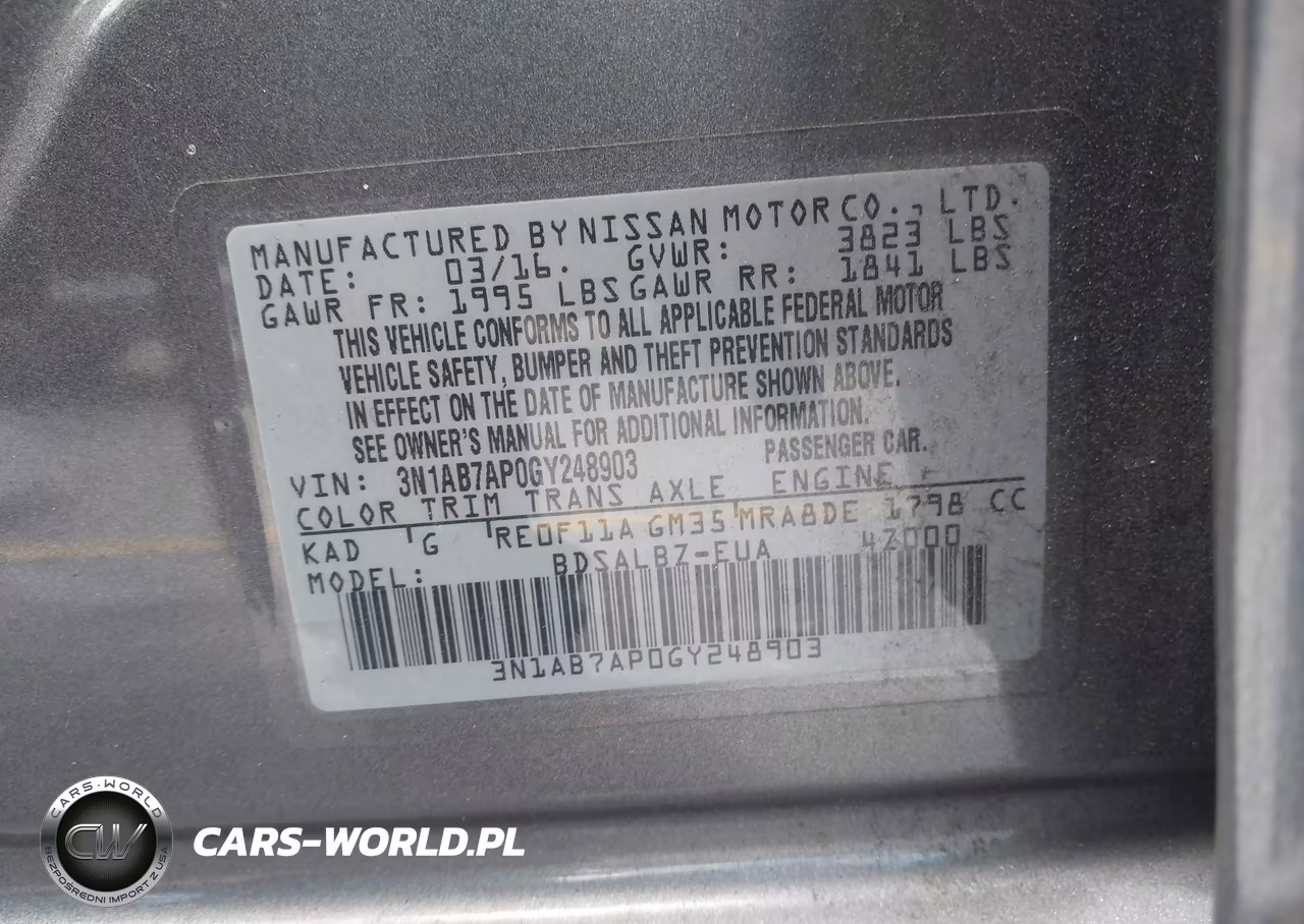 2016 Nissan Sentra Fe+ S-S-Sl-Sr-Sv VIN:3N1AB7AP0GY248903 - 9