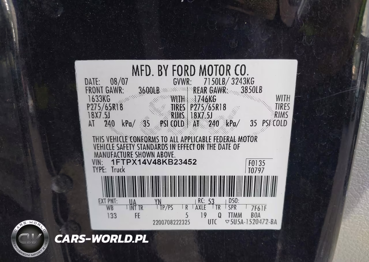 2008 Ford F-150 Fx4-Lariat-Xl-Xlt VIN:1FTPX14V48KB23452 - 9
