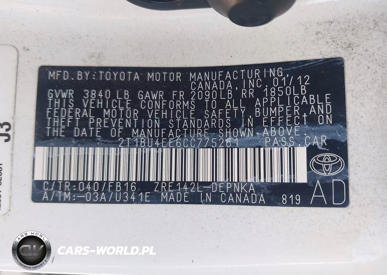 2012 Toyota Corolla Le VIN:2T1BU4EE6CC775261 - 9