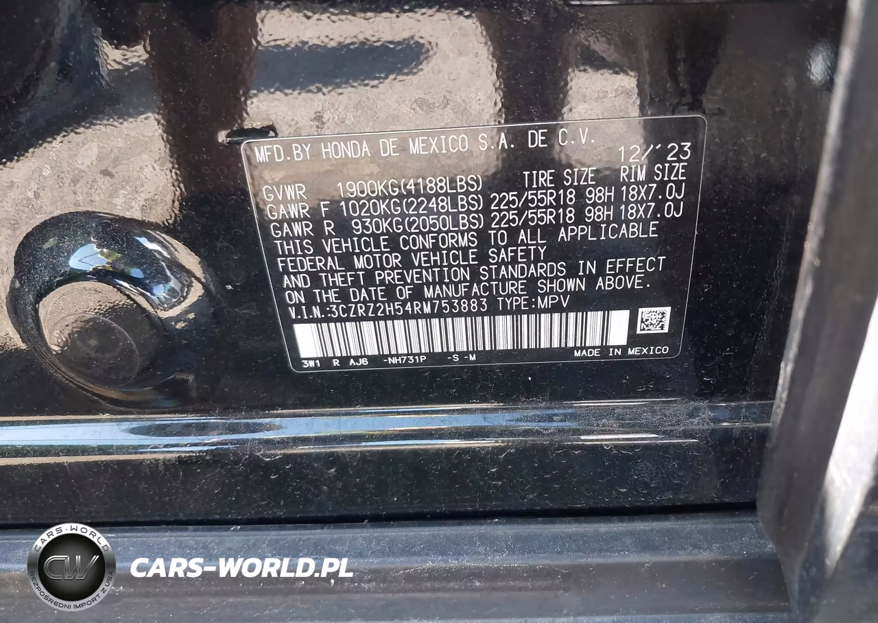 2024 Honda Hr-V Awd Sport-Awd Sport W-O Bsi VIN:3CZRZ2H54RM753883 - 9