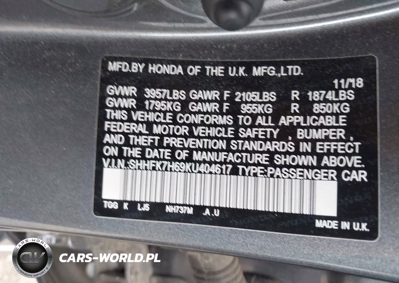 2019 Honda Civic Ex VIN:SHHFK7H69KU404617 - 9