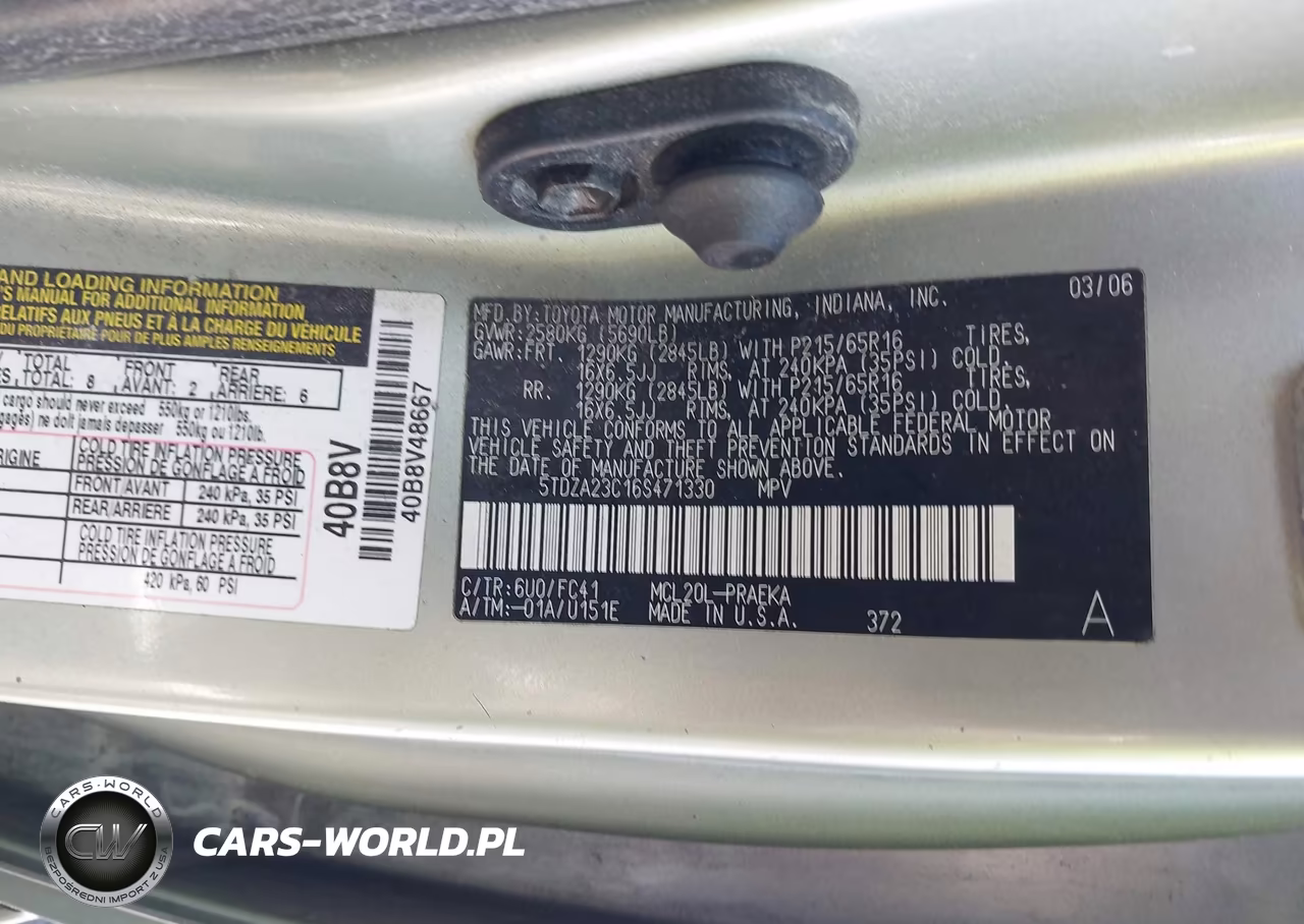 2006 Toyota Sienna Le VIN:5TDZA23C16S471330 - 9