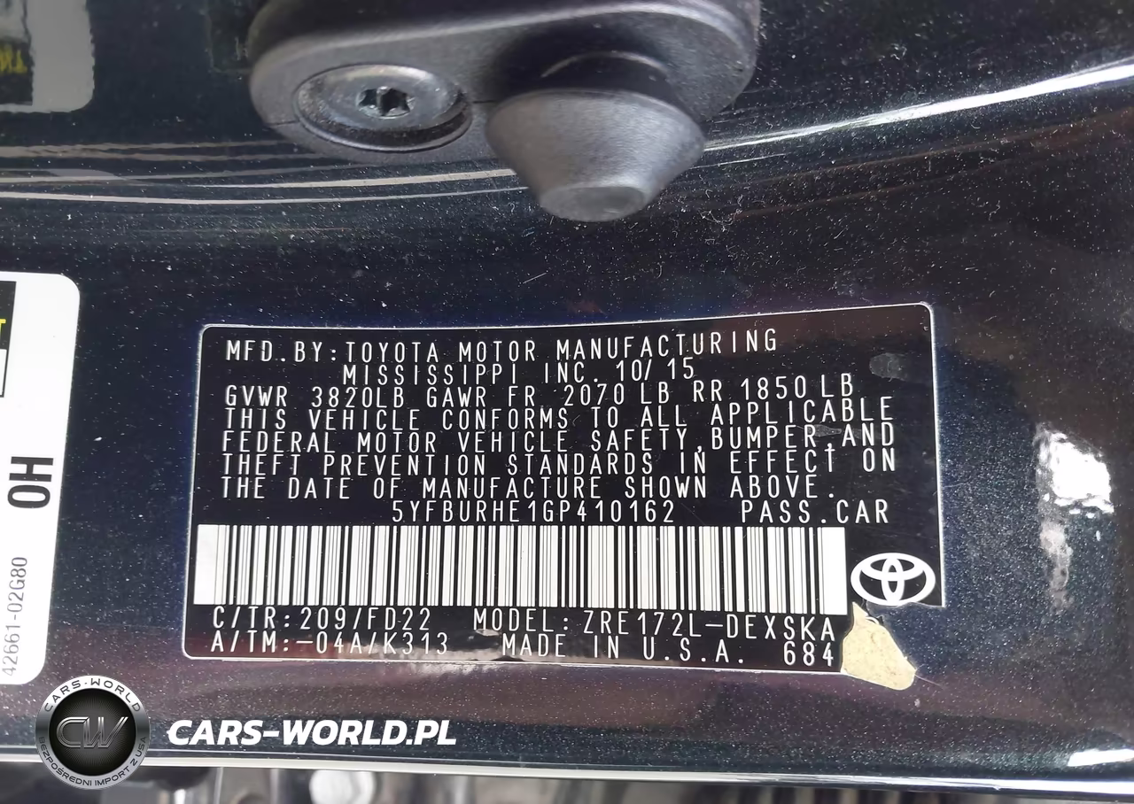 2016 Toyota Corolla S Plus VIN:5YFBURHE1GP410162 - 9