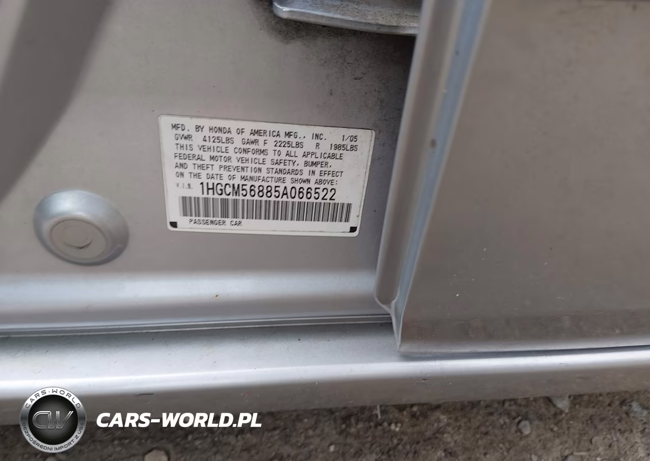 2005 Honda Accord 2.4 Ex VIN:1HGCM56885A066522 - 9