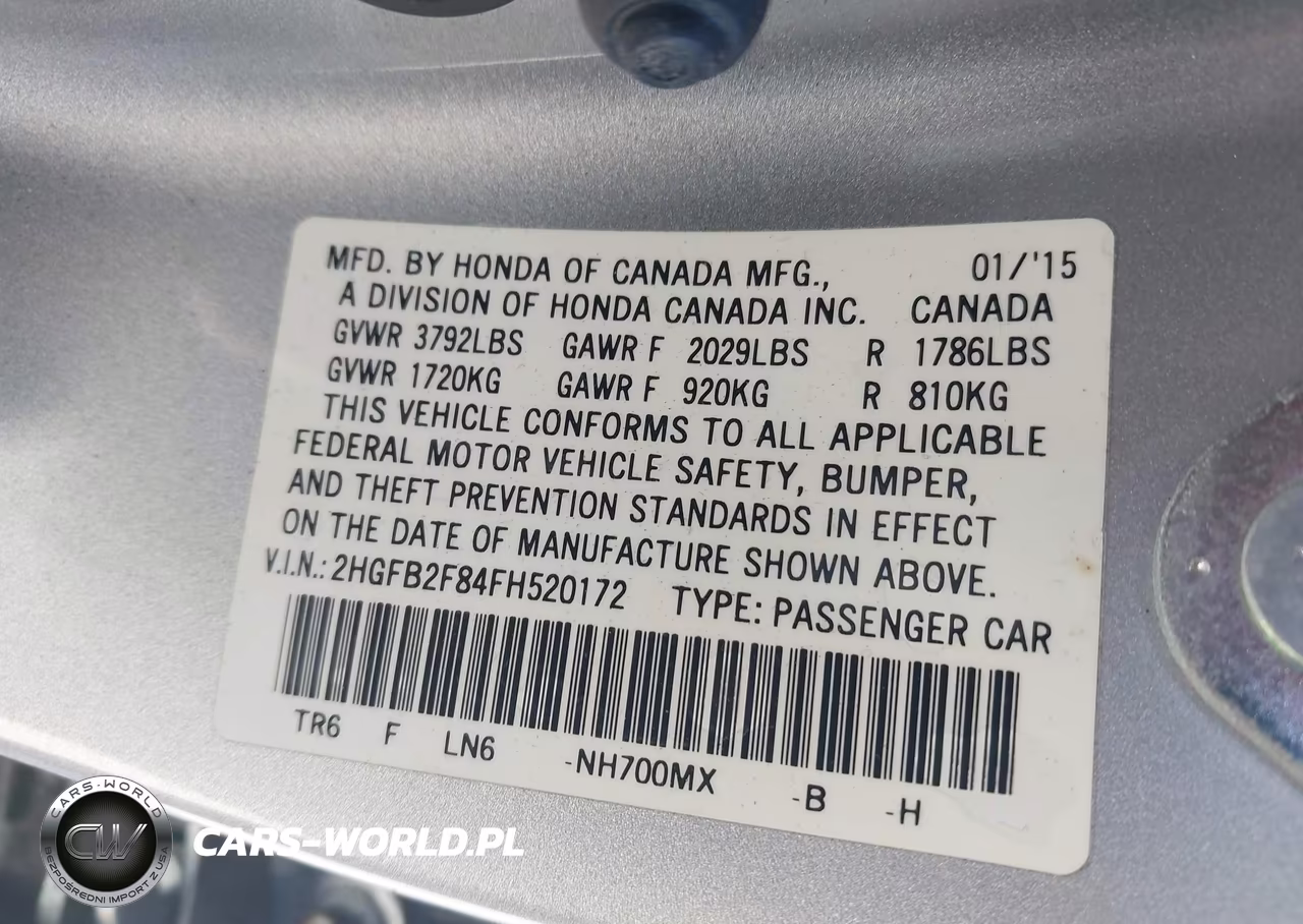 2015 Honda Civic Ex VIN:2HGFB2F84FH520172 - 9