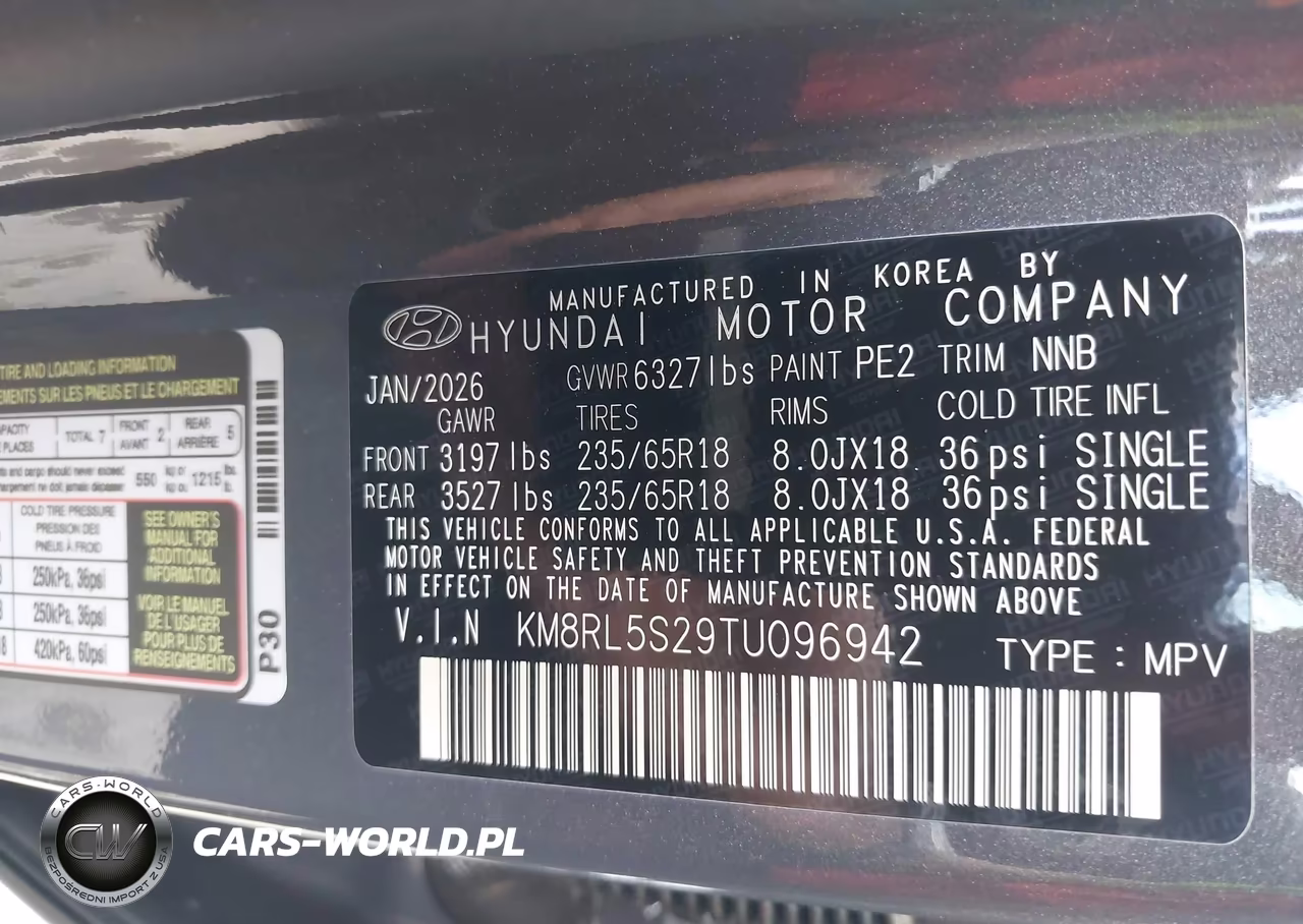 2026 Hyundai Palisade Sel 7P VIN:KM8RL5S29TU096942 - 9