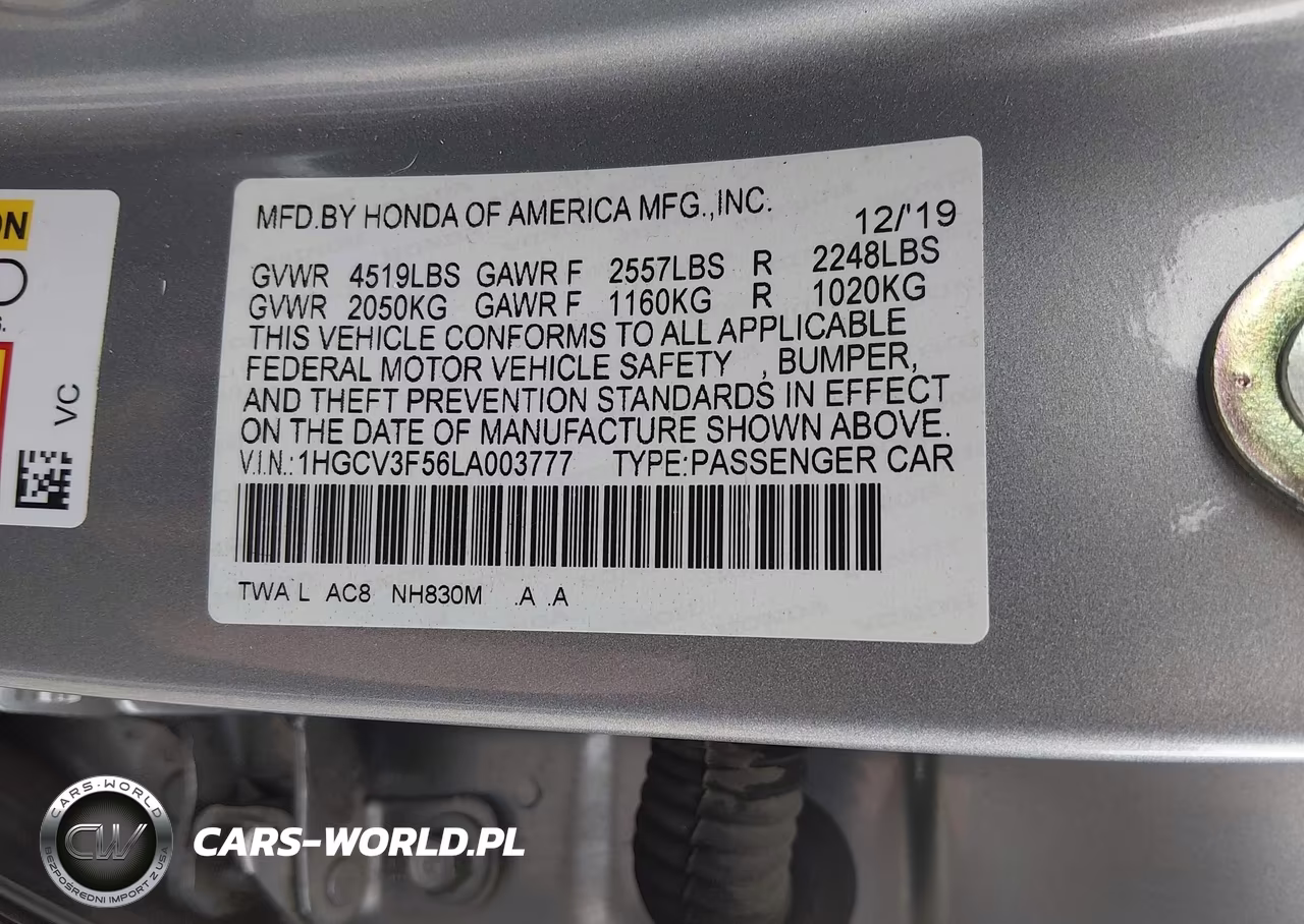 2020 Honda Accord Hybrid Ex-L VIN:1HGCV3F56LA003777 - 9