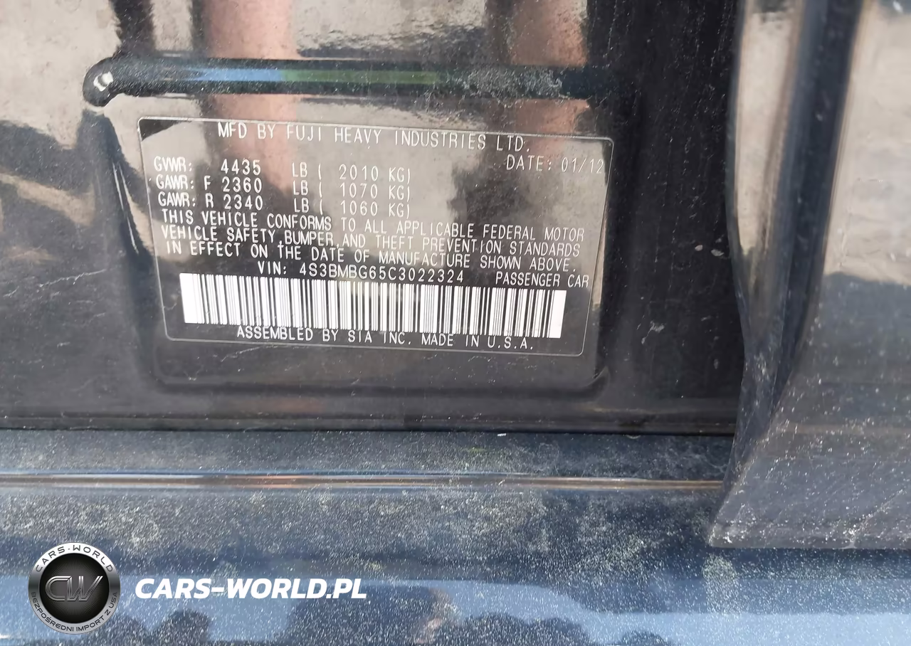2012 Subaru Legacy 2.5I Premium VIN:4S3BMBG65C3022324 - 9