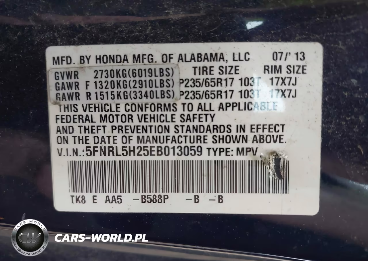 2014 Honda Odyssey Lx VIN:5FNRL5H25EB013059 - 9
