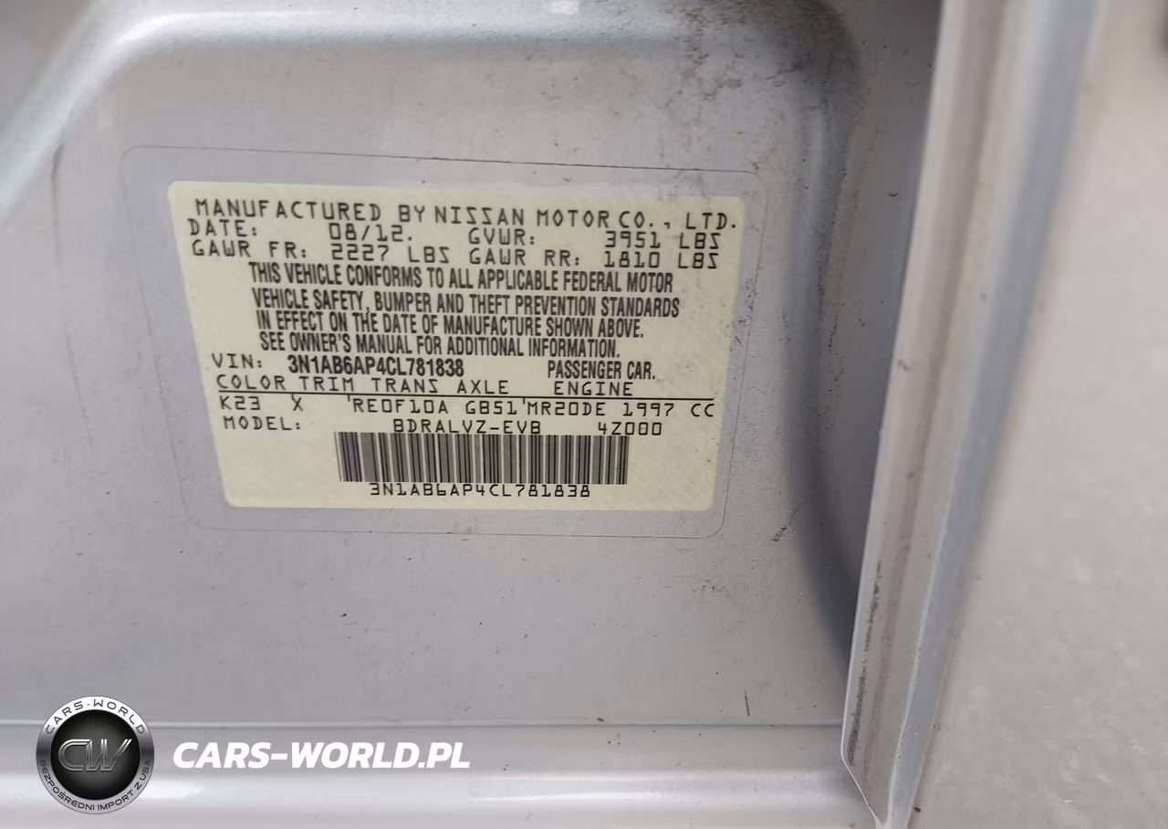 2012 Nissan Sentra 2.0 Sl VIN:3N1AB6AP4CL781838 - 9
