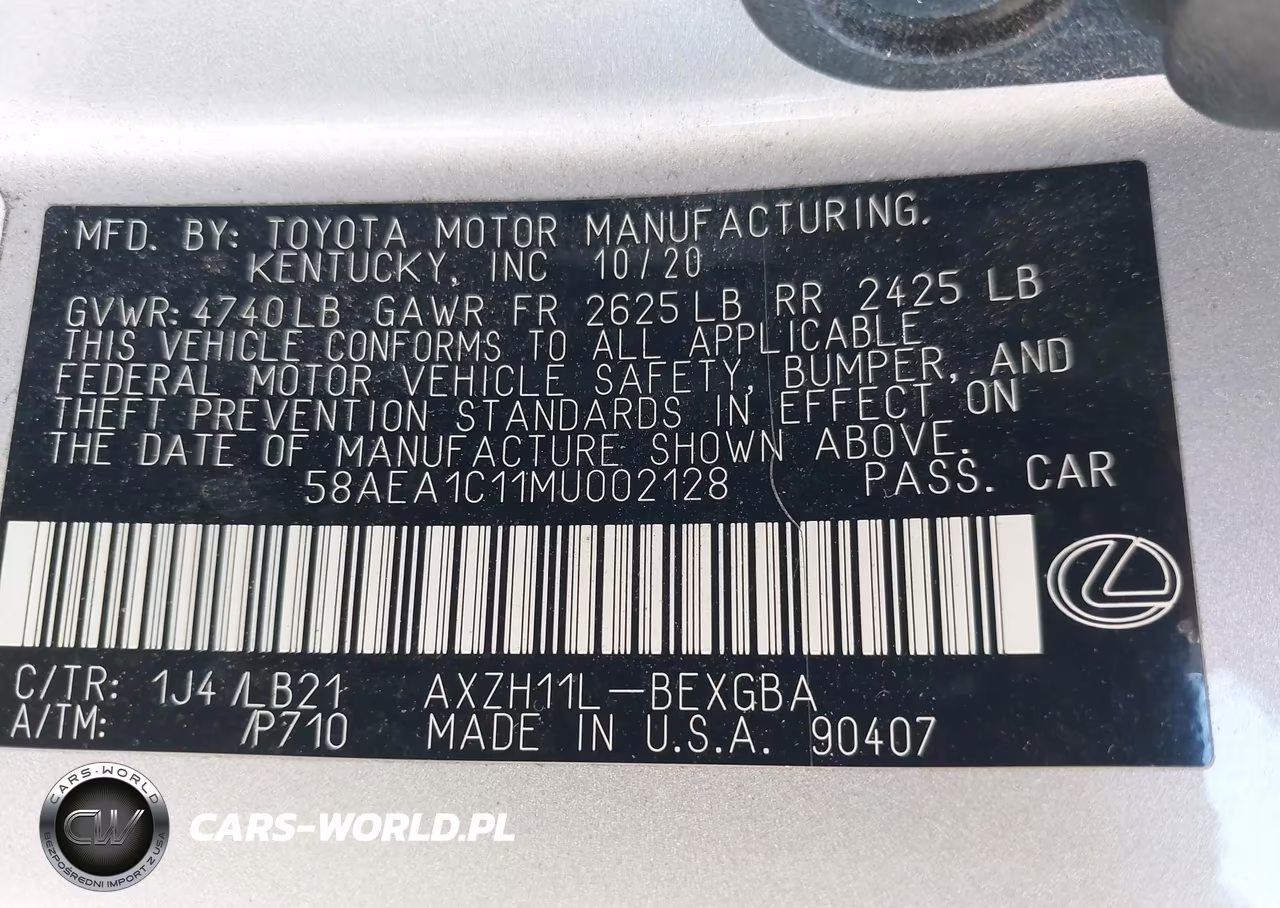 2021 Lexus Es 300H Luxury VIN:58AEA1C11MU002128 - 9