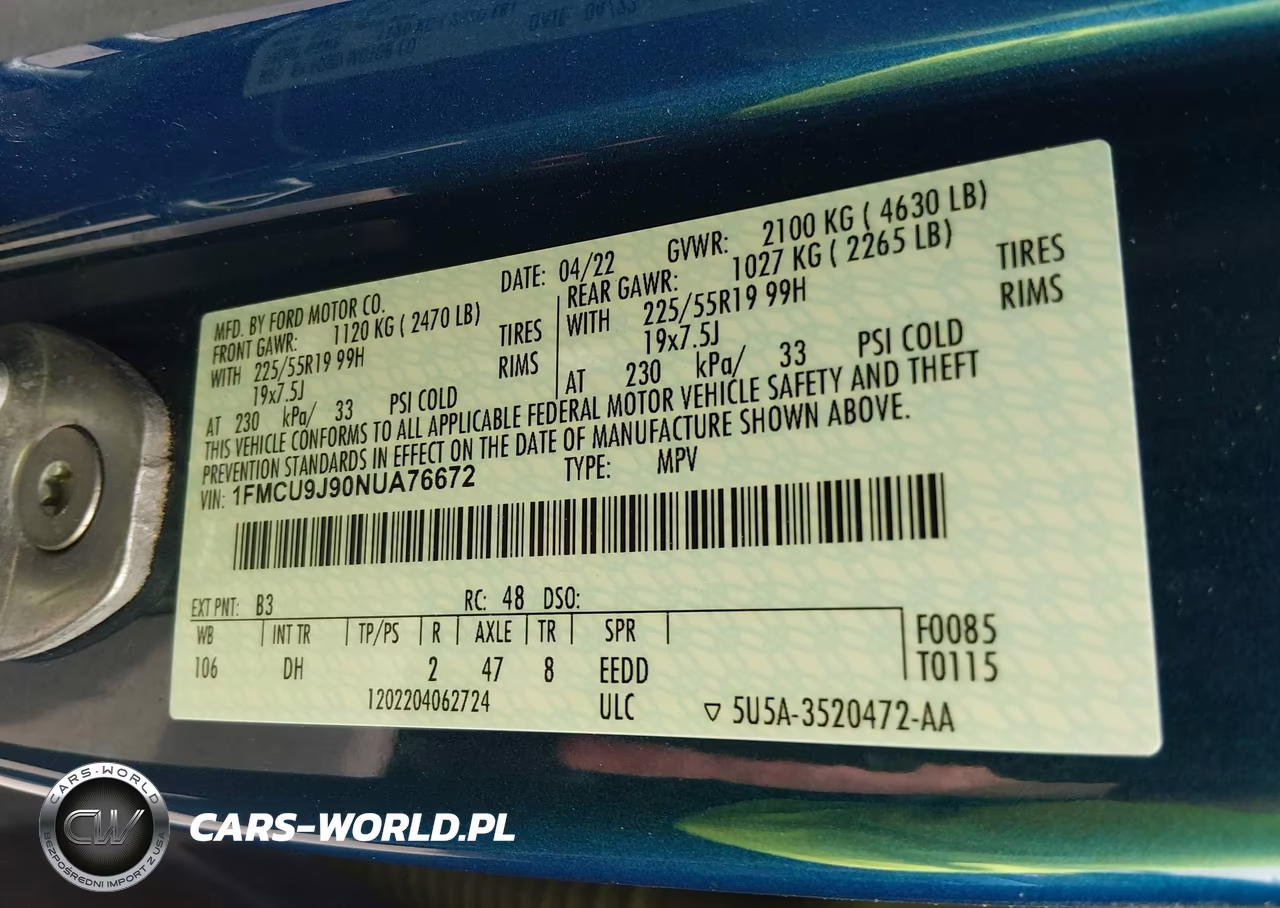 2022 Ford Escape Titanium VIN:1FMCU9J90NUA76672 - 9